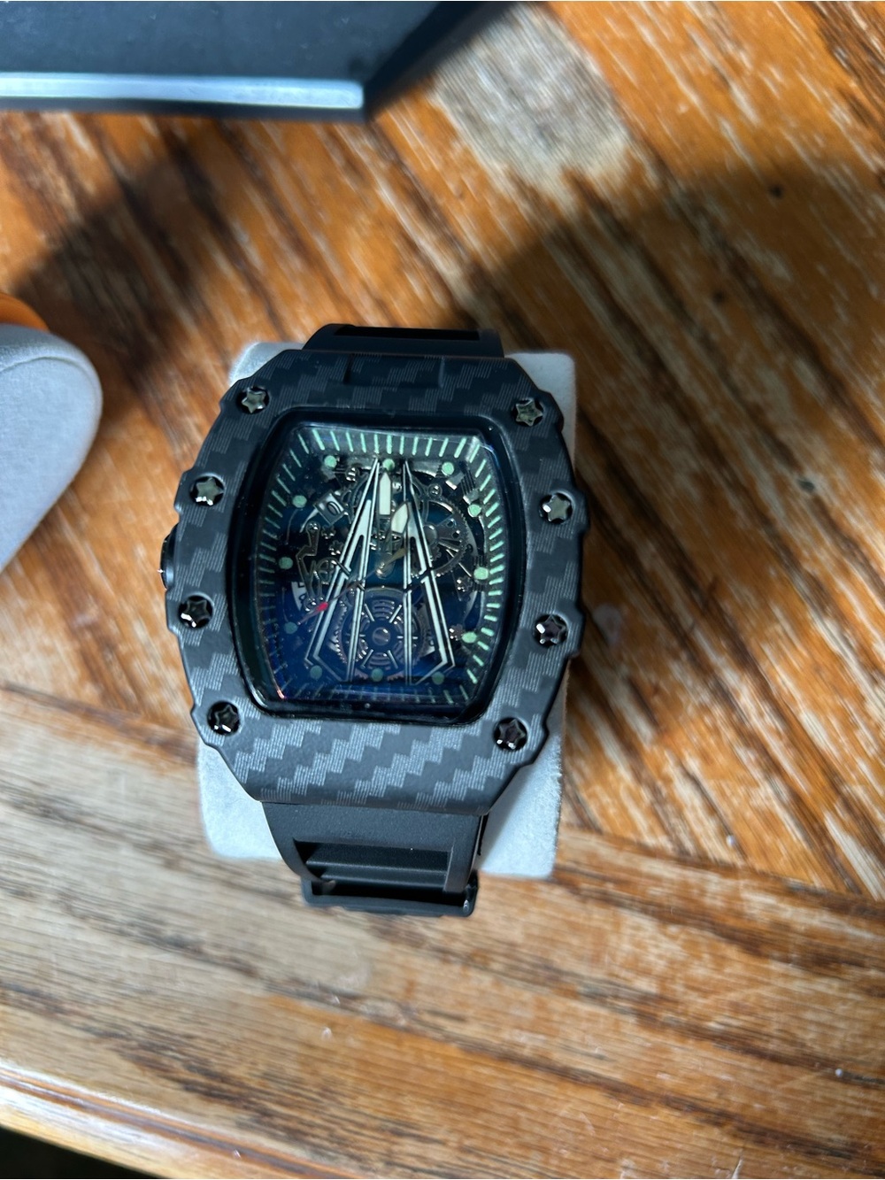 Carbon-Style Black Skeleton Sport Smartwatch